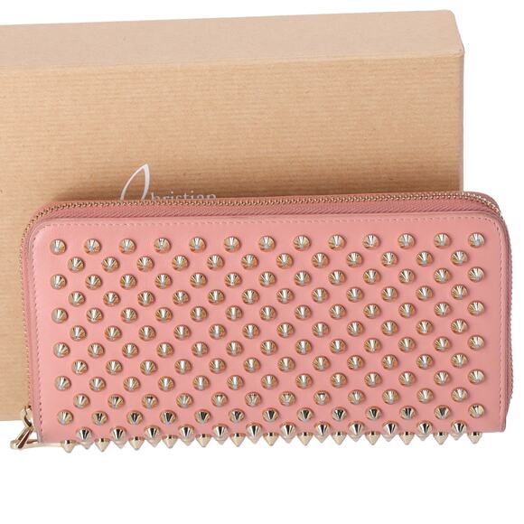 Christian Louboutin Panettone Long Wallet Light Pink Gold Studded Leather - Picture 3 of 7
